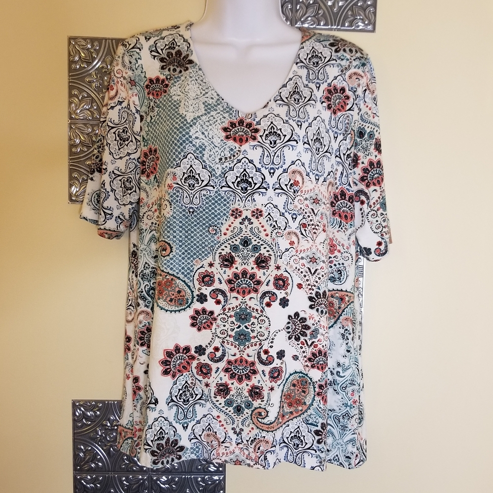Chico's Mixed Print Pullover Top US Size M